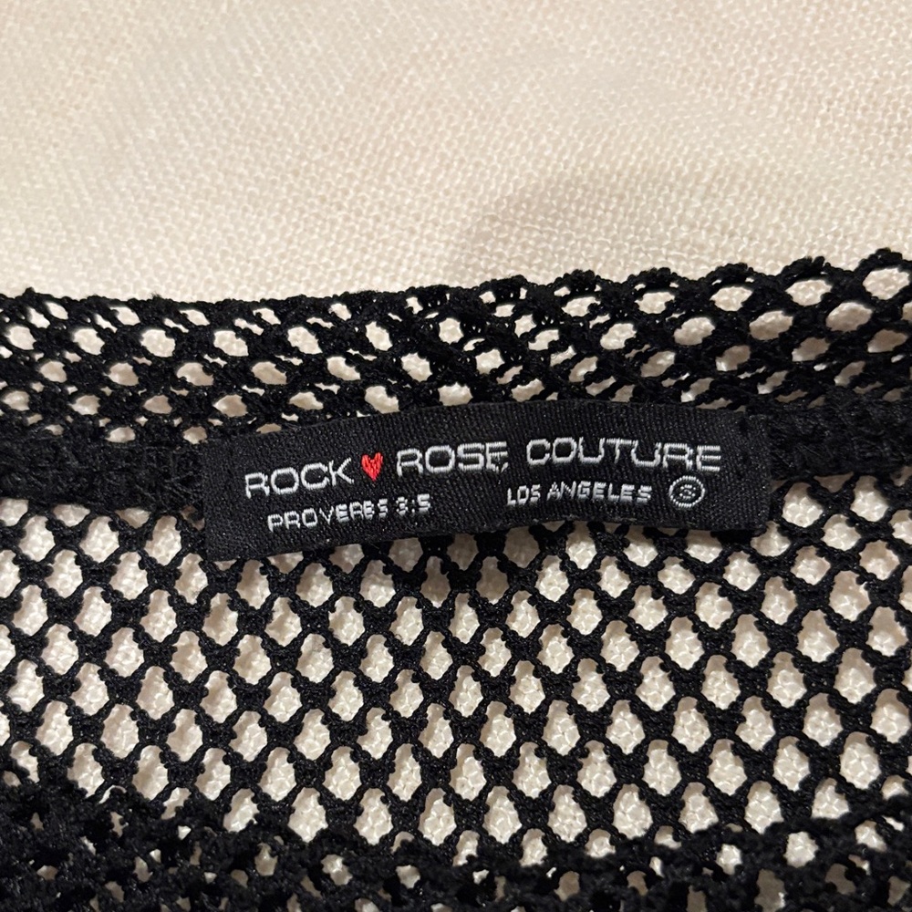 Women's Black Mesh Tee with Rainbow Trim - Picture 2 of 2